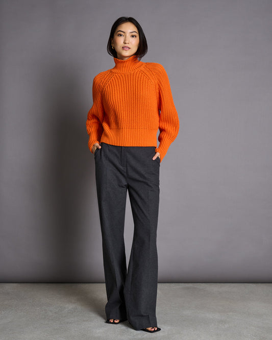 Pull maille oversize en coton bio | Orange "ola bright orange"