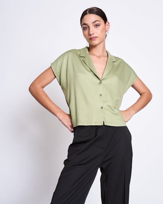 Chemisette en ecovero | vert "tierra pale olive"
