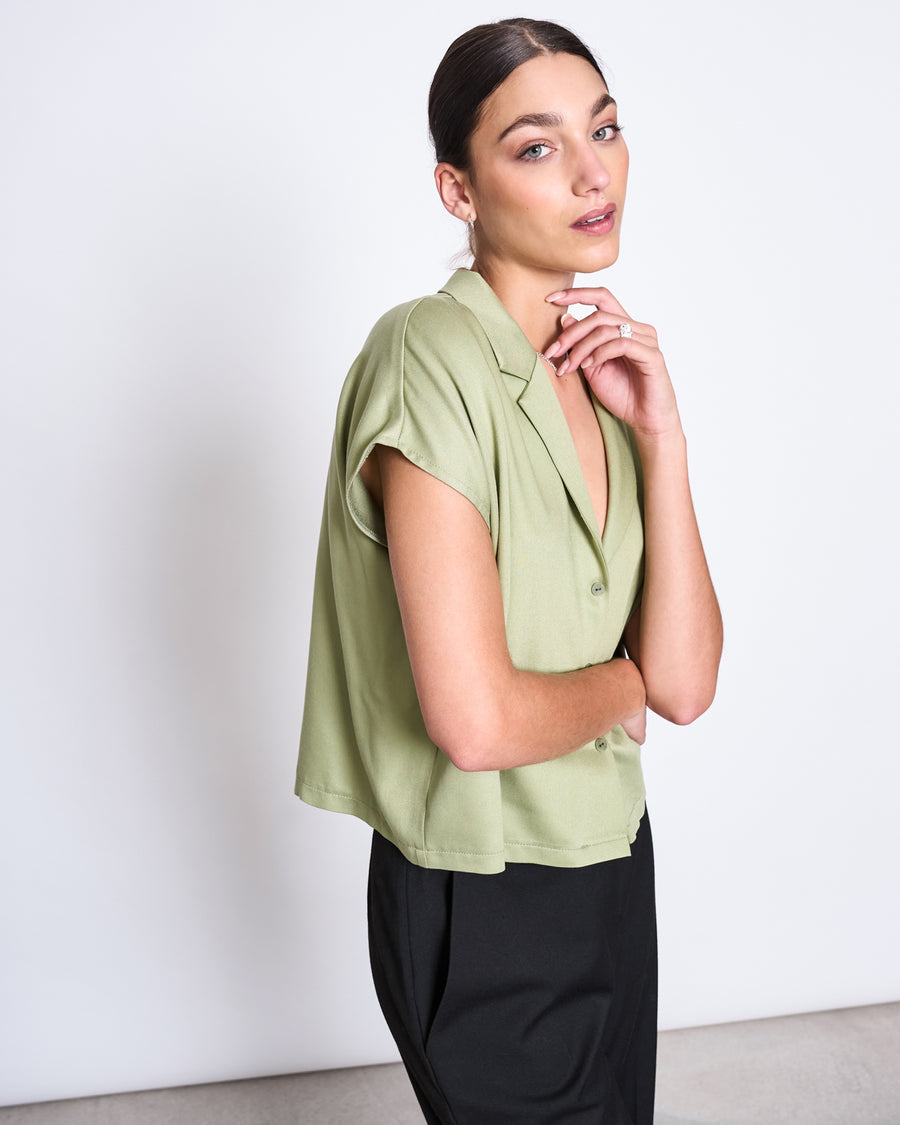 Chemisette en ecovero | vert "tierra pale olive"