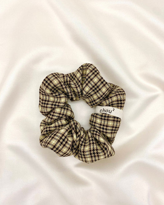 Chouchou à motif pied de poule en polyester et viscose upcyclés - grand