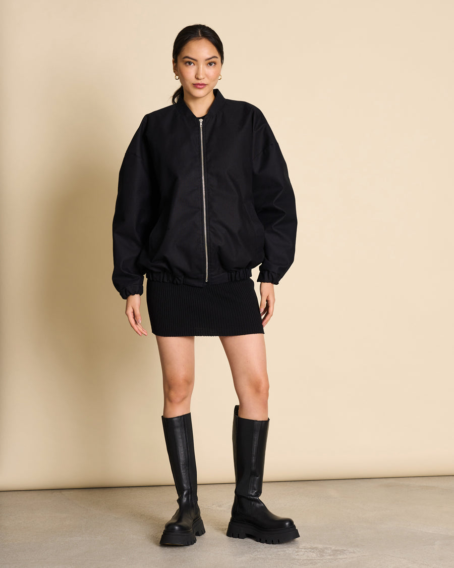 Blouson bomber oversize en coton bio | noir "naro - black"
