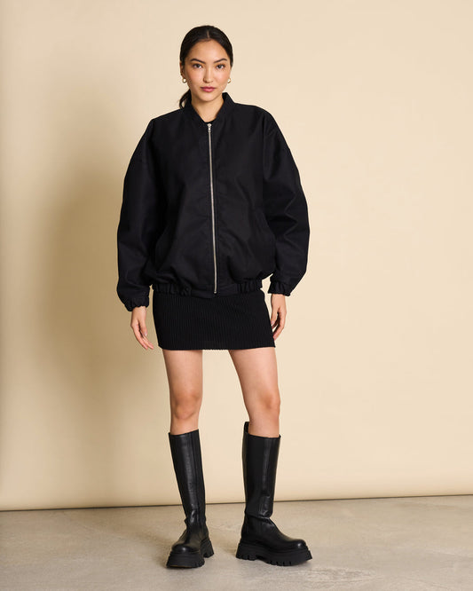 Blouson bomber oversize en coton bio | noir "naro - black"