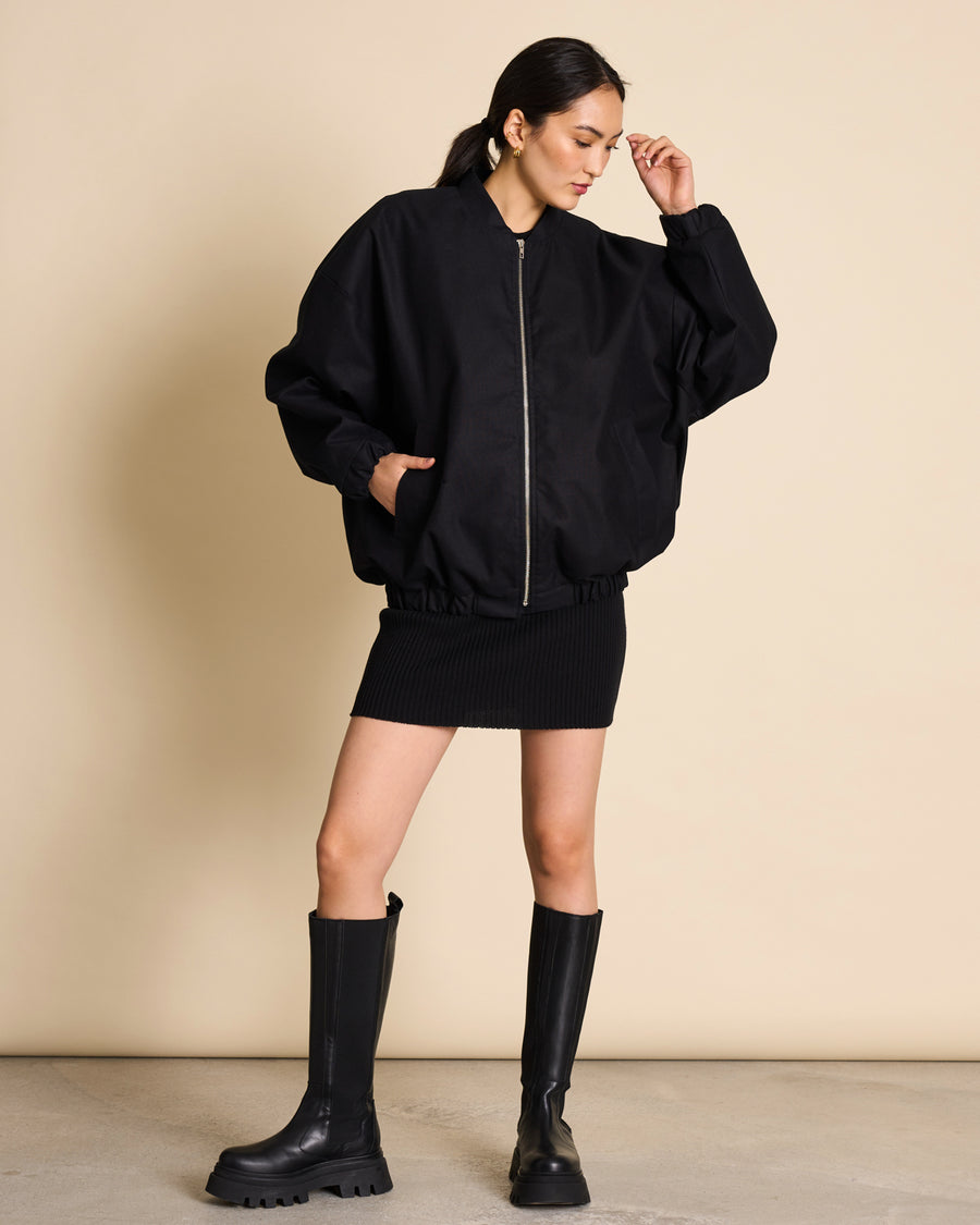 Blouson bomber oversize en coton bio | noir "naro - black"