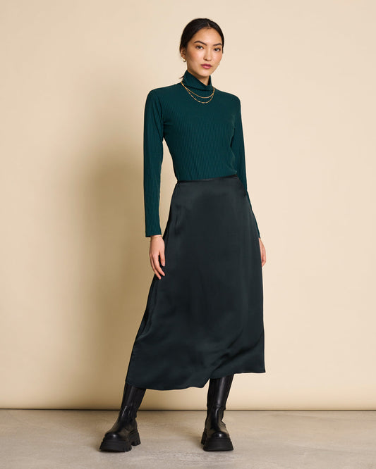 Jupe longue en ecovero | verte "dira bottle green"