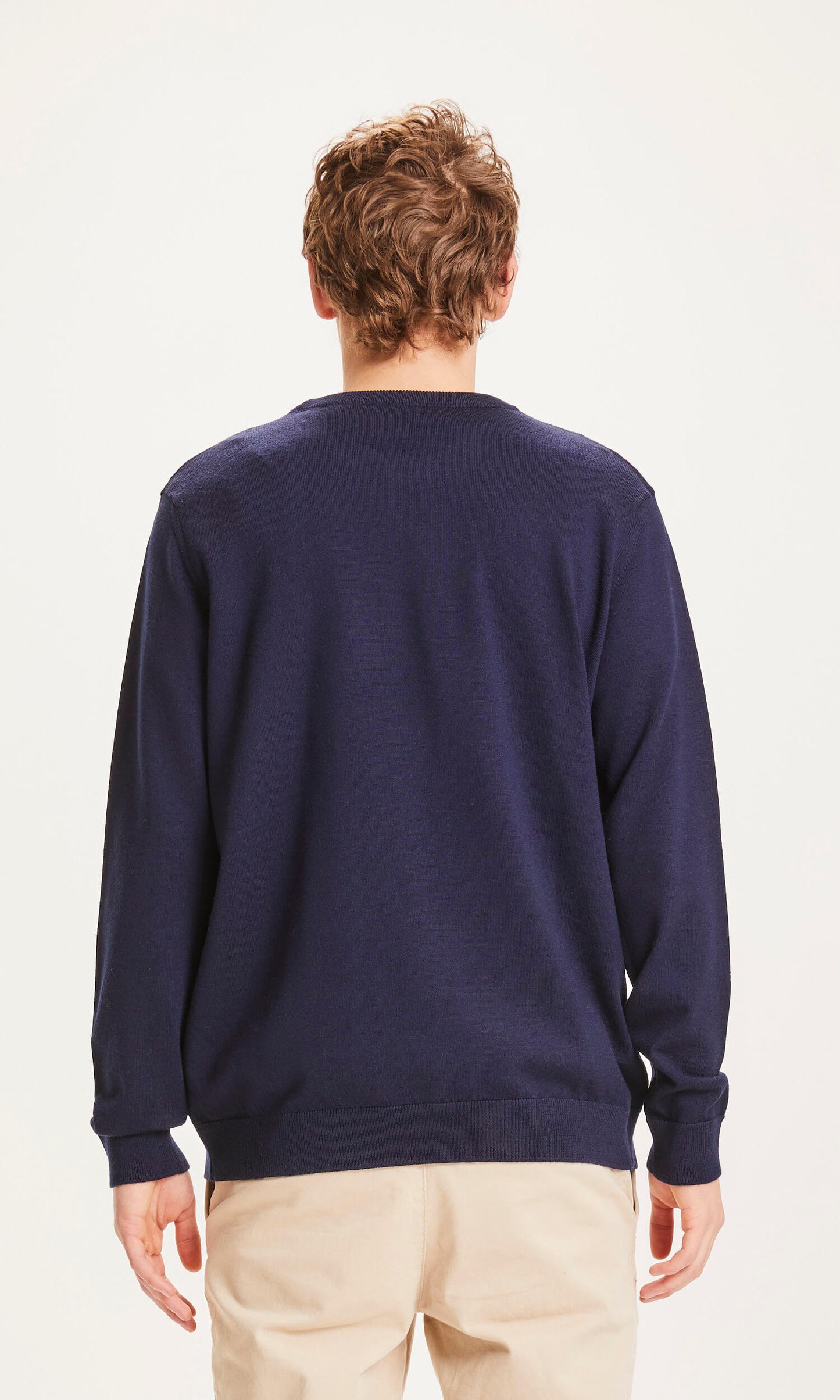 Pull col rond bleu nuit en laine mérinos bio - forrest o-neck