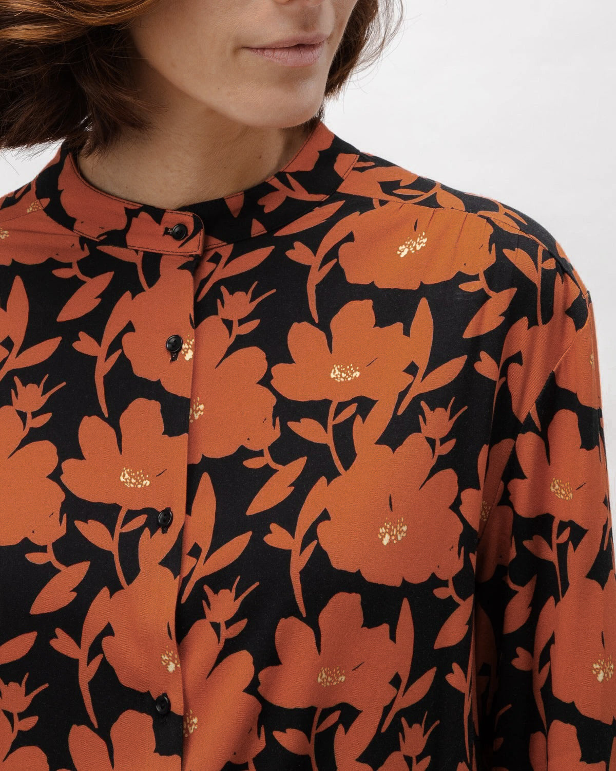 Chemise en ecovero | orange et noir  "bloom boho viscose blouse "