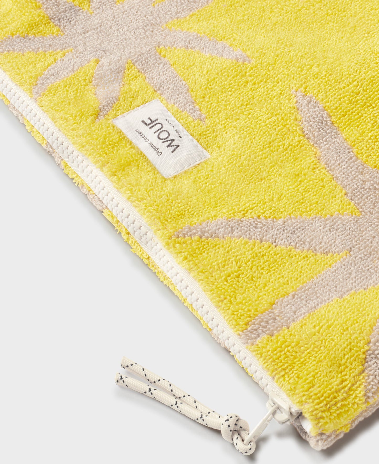 Pochette en coton éponge bio | Jaune à motifs "formentera pouch soleils"