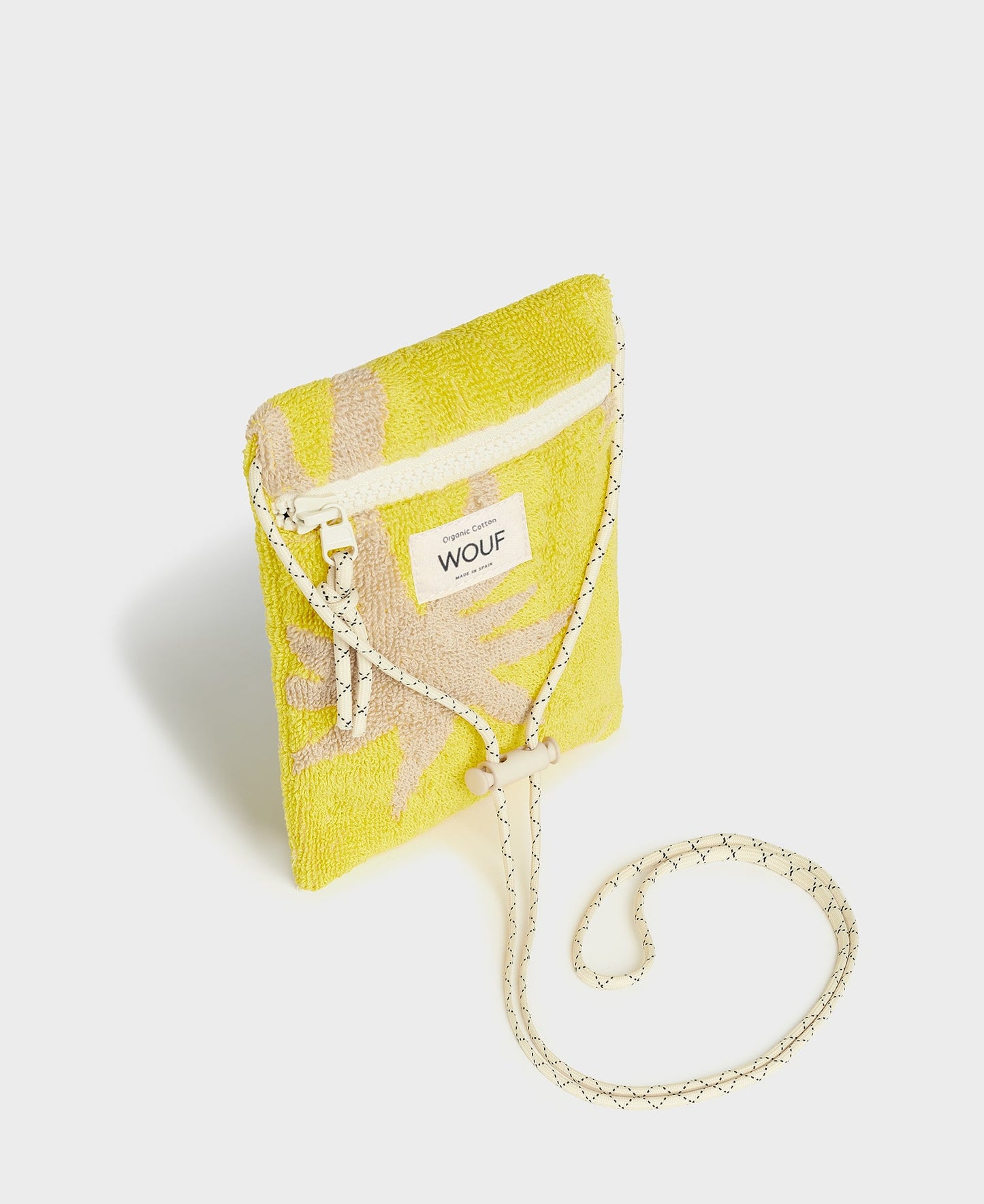Pochette téléphone en coton éponge bio | Jaune à motifs "formentera phone bag soleils"