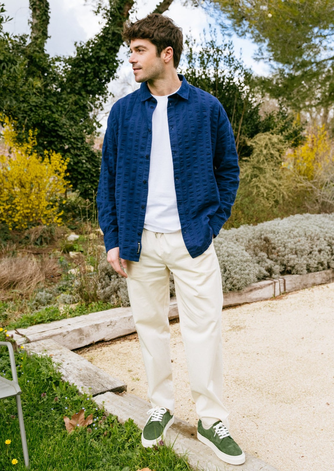 Pantalon droit en coton bio | écru "ivory white"