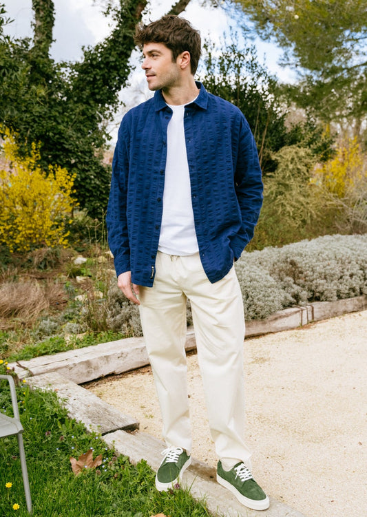 Pantalon droit en coton bio | écru "ivory white"