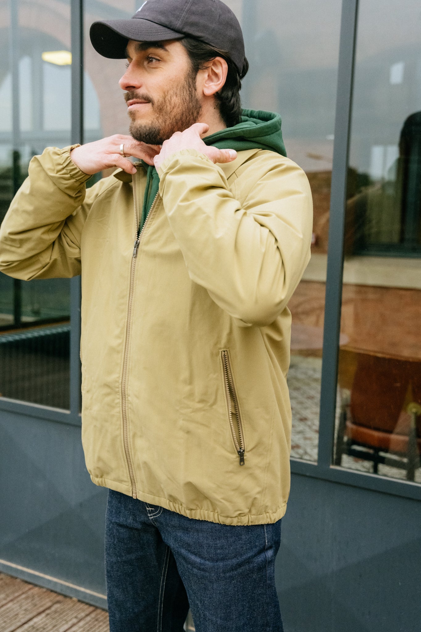 Veste imperméable zippée beige en matière recyclée - baggies jkt classic tan
