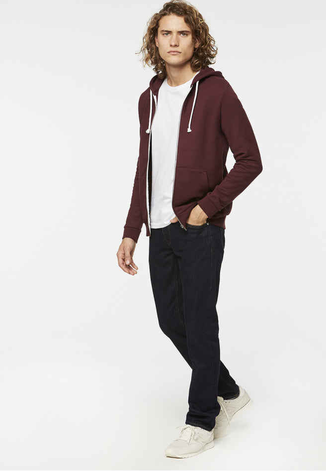 Sweat à capuche zippé bordeaux en coton bio et polyester recyclé - Joaa