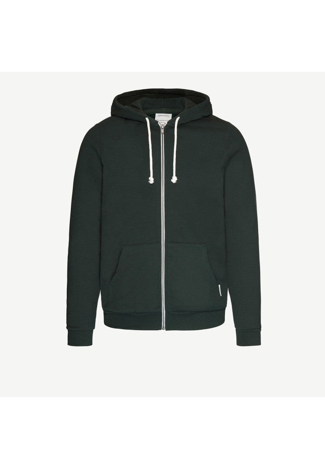 Sweat à capuche zippé vert forêt en coton bio et polyester recyclé - Joaa