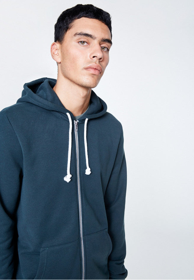 Sweat à capuche zippé vert forêt en coton bio et polyester recyclé - Joaa