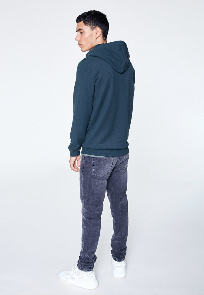 Sweat à capuche zippé vert forêt en coton bio et polyester recyclé - Joaa