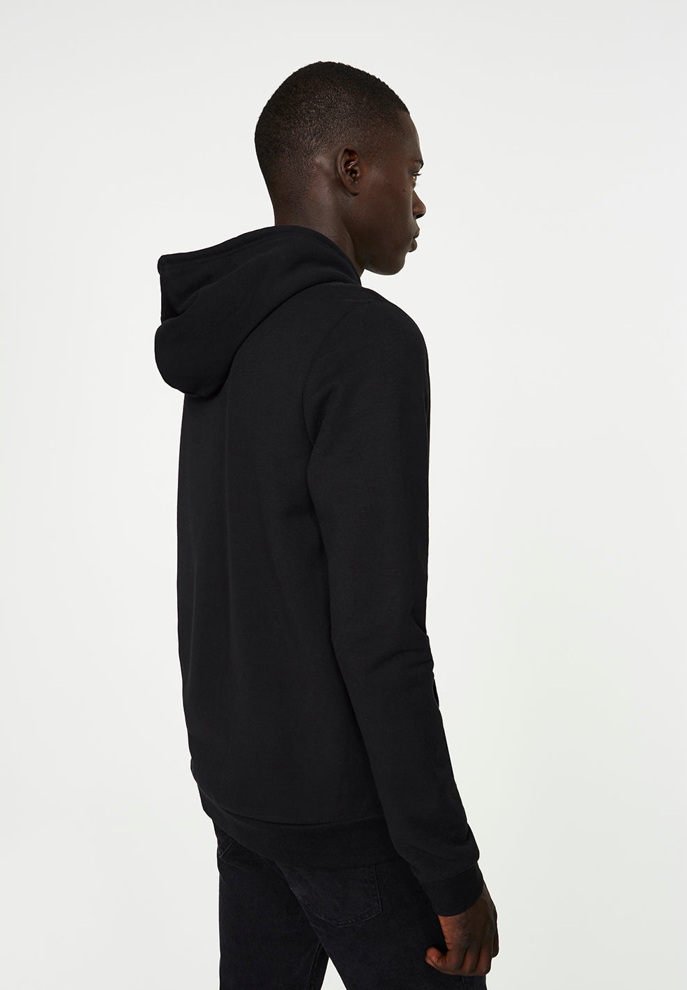Sweat à capuche zippé noir en coton bio et polyester recyclé - Joaa