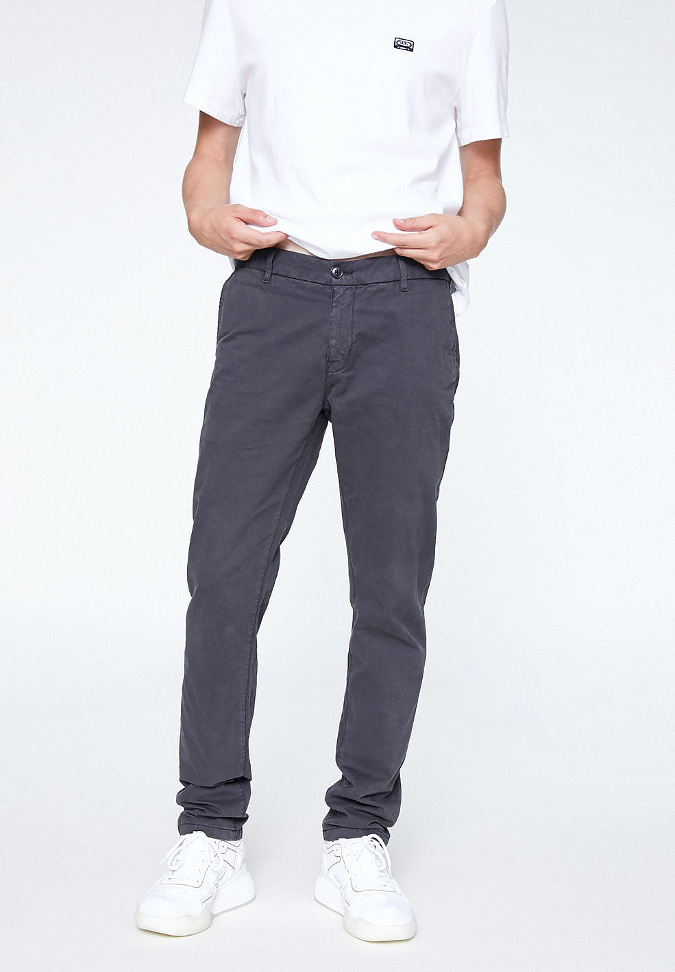 Chino coupe droite gris foncé en coton bio - Edvaan