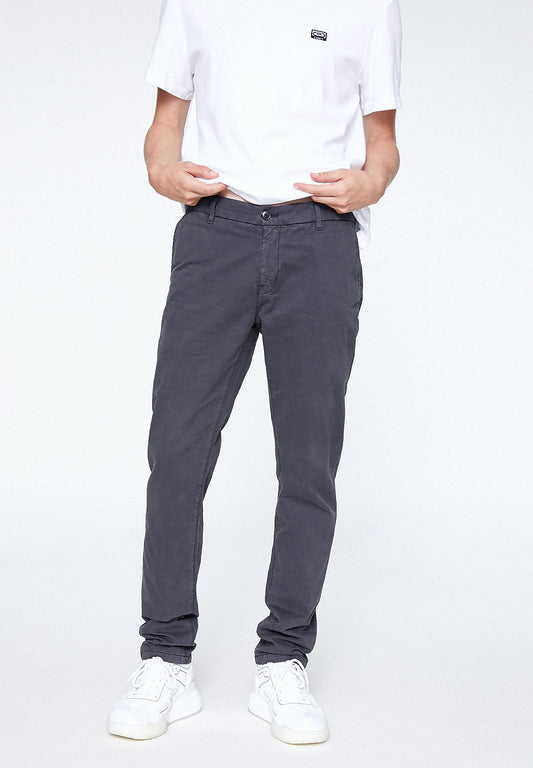 Chino coupe droite gris foncé en coton bio - Edvaan