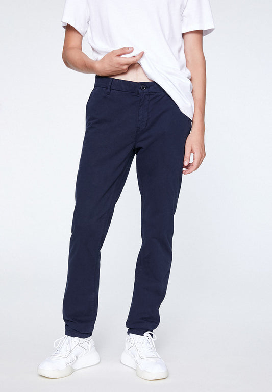 Chino coupe droite marine en coton bio - Edvaan