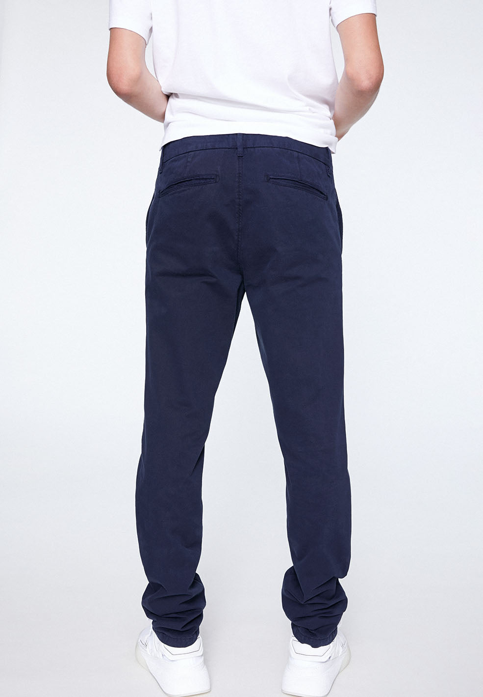 Chino coupe droite marine en coton bio - Edvaan