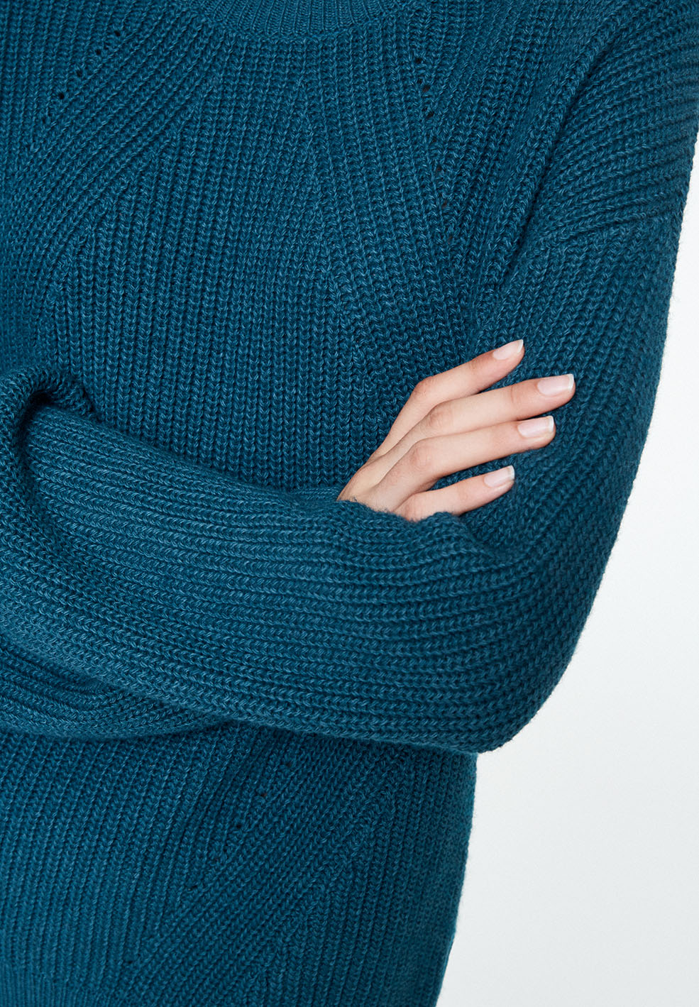Pull vert pétrole en coton et laine bio - Melin