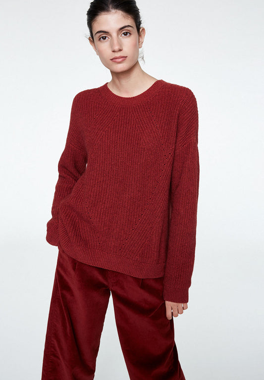 Pull rouge en coton et laine bio - Melin
