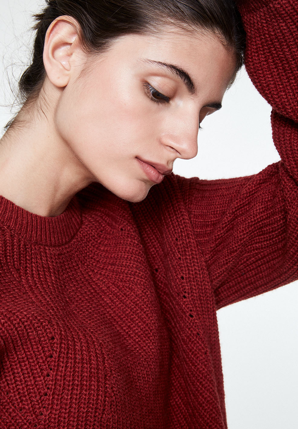 Pull rouge en coton et laine bio - Melin