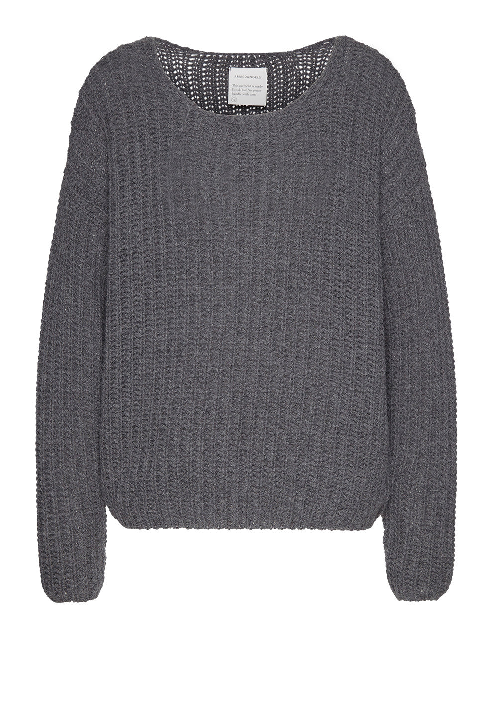 Pull ample en maille gris en coton et laine bio - saadie
