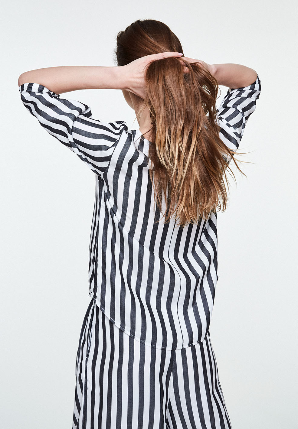 Blouse rayée noire en tencel - Heddaa big stripes