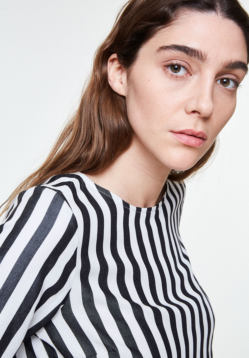 Blouse rayée noire en tencel - Heddaa big stripes