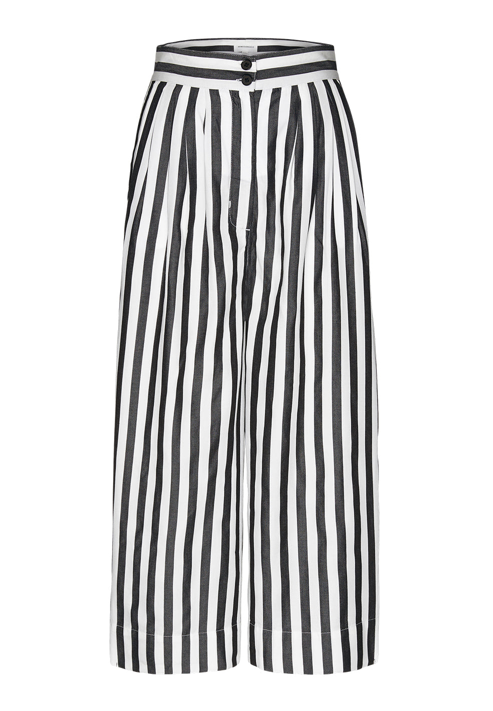 Pantalon rayé noir en tencel - Jonnaa big stripes