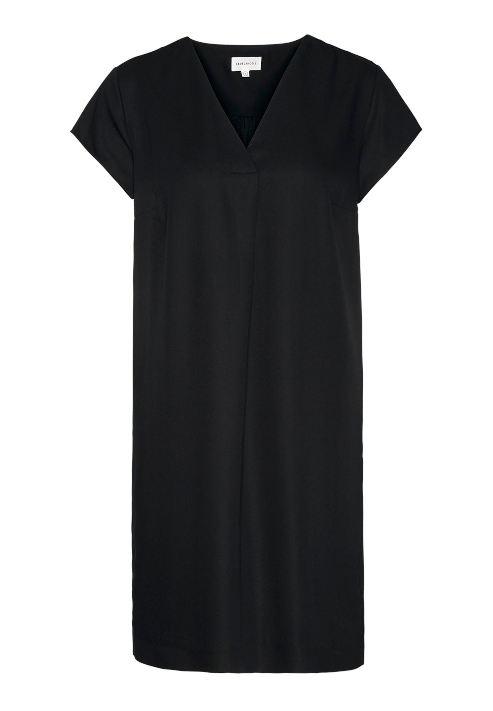 Robe col V noire en tencel - Lenkaa
