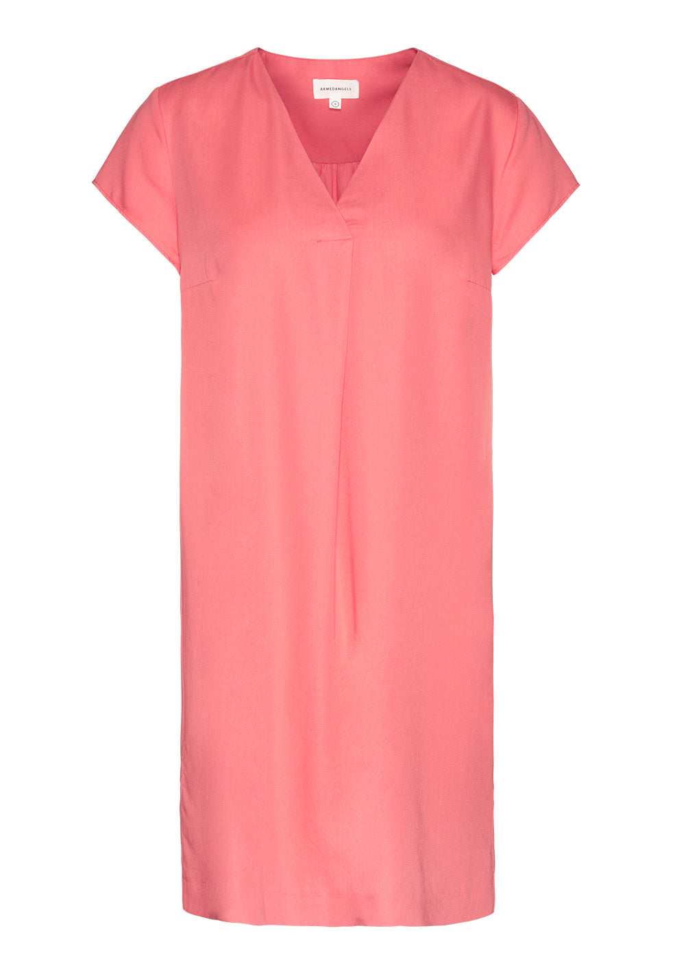Robe col V rose en tencel - Lenkaa