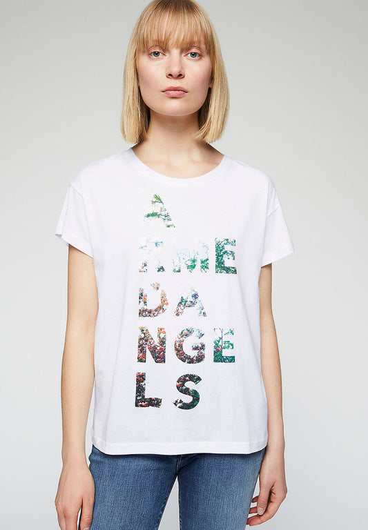 T-shirt imprimé blanc en coton bio - Nelaa