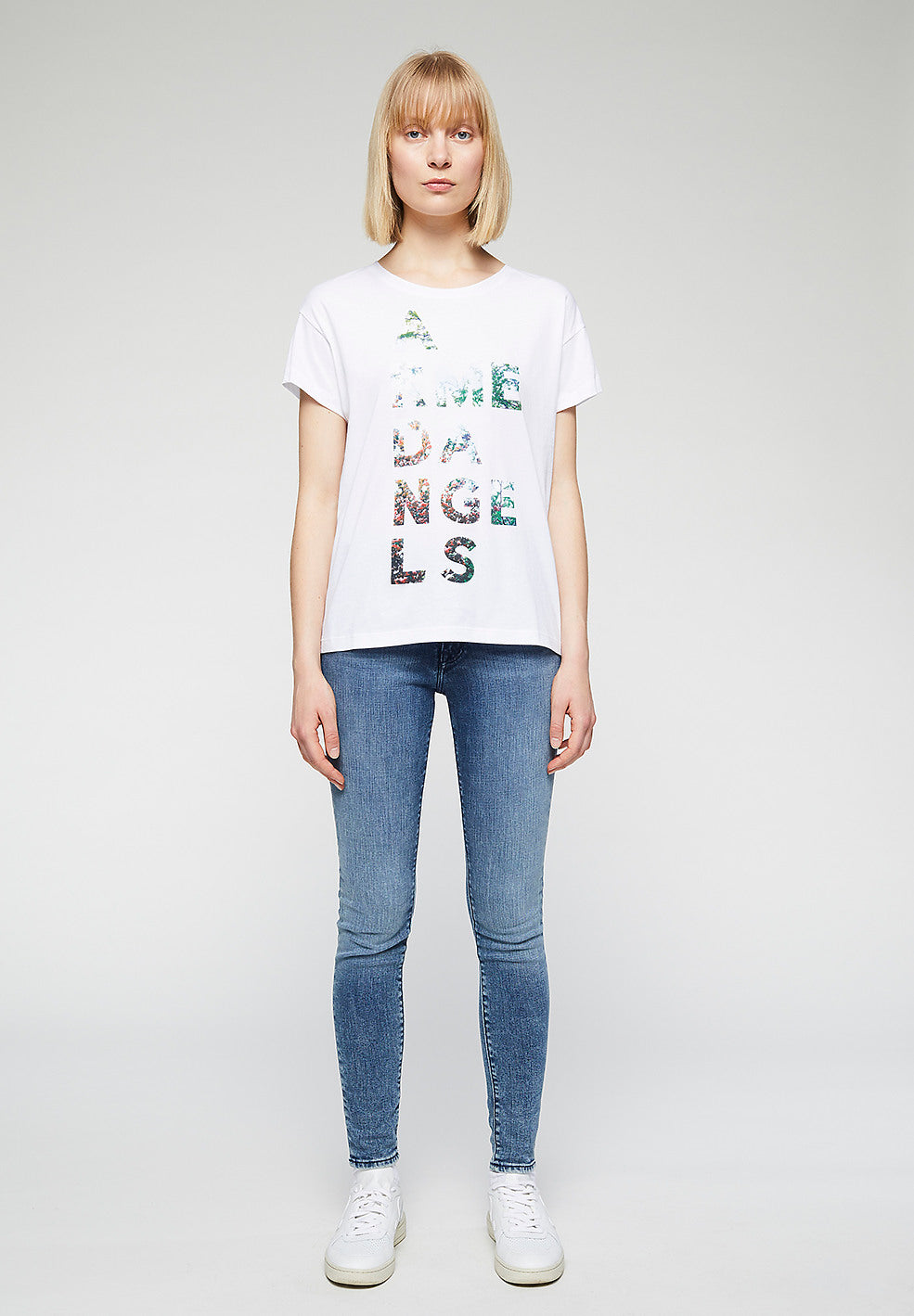 T-shirt imprimé blanc en coton bio - Nelaa