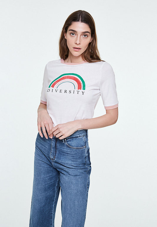 T-shirt imprimé blanc en coton bio - Emmaa diversity