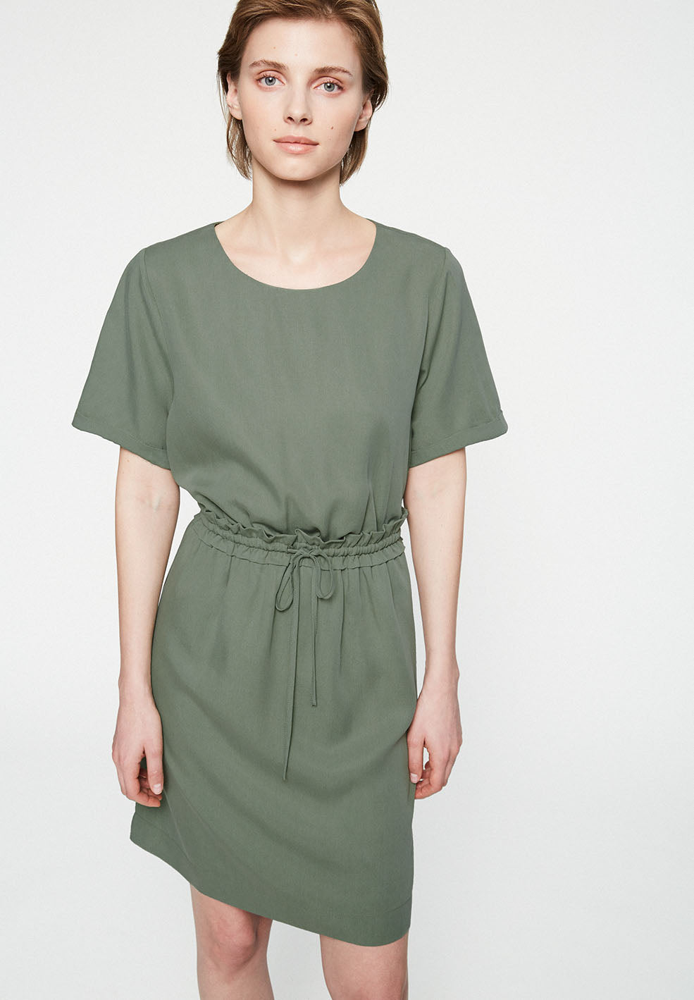Robe kaki en tencel - Aalia