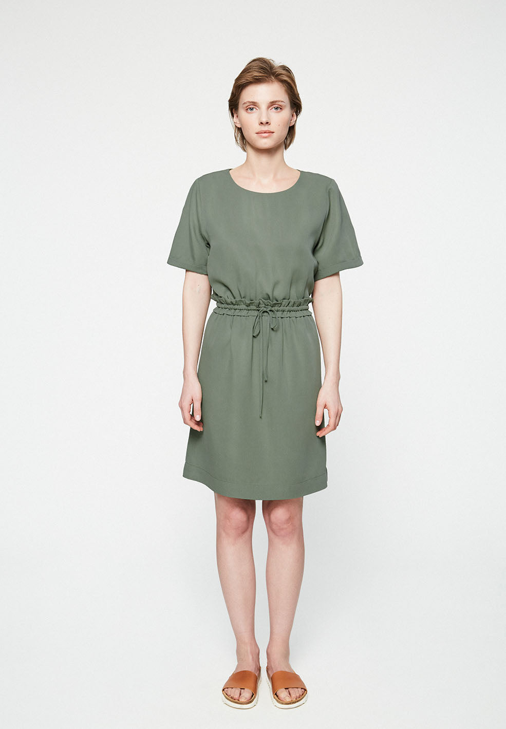 Robe kaki en tencel - Aalia