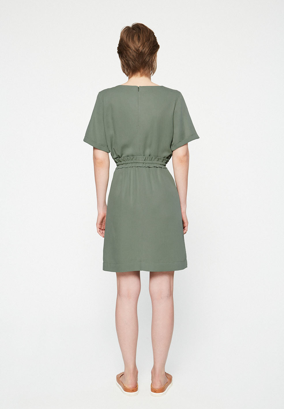 Robe kaki en tencel - Aalia