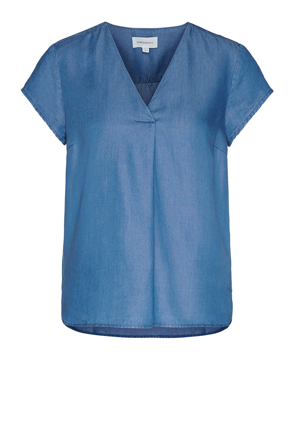 Blouse col V bleu en tencel - Rilaa