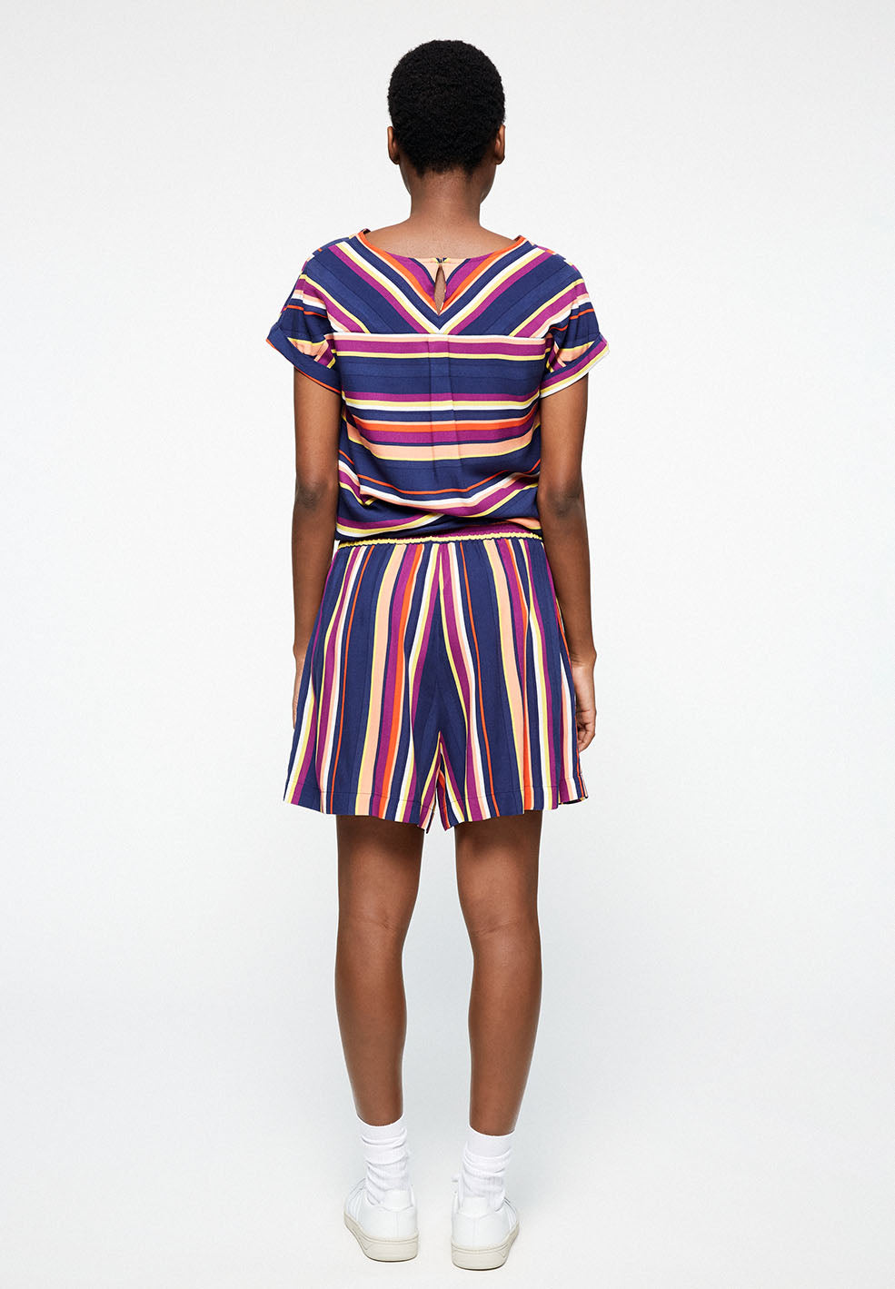 Short rayé multicolore en lenzing - Aallegra