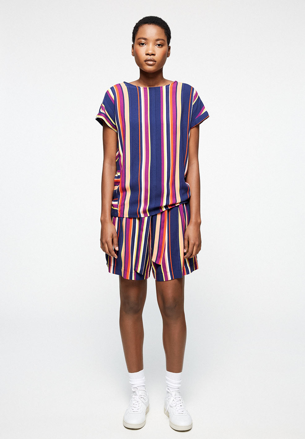 Short rayé multicolore en lenzing - Aallegra