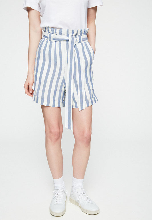 Short rayé bleu ciel en lin bio - Eliaa