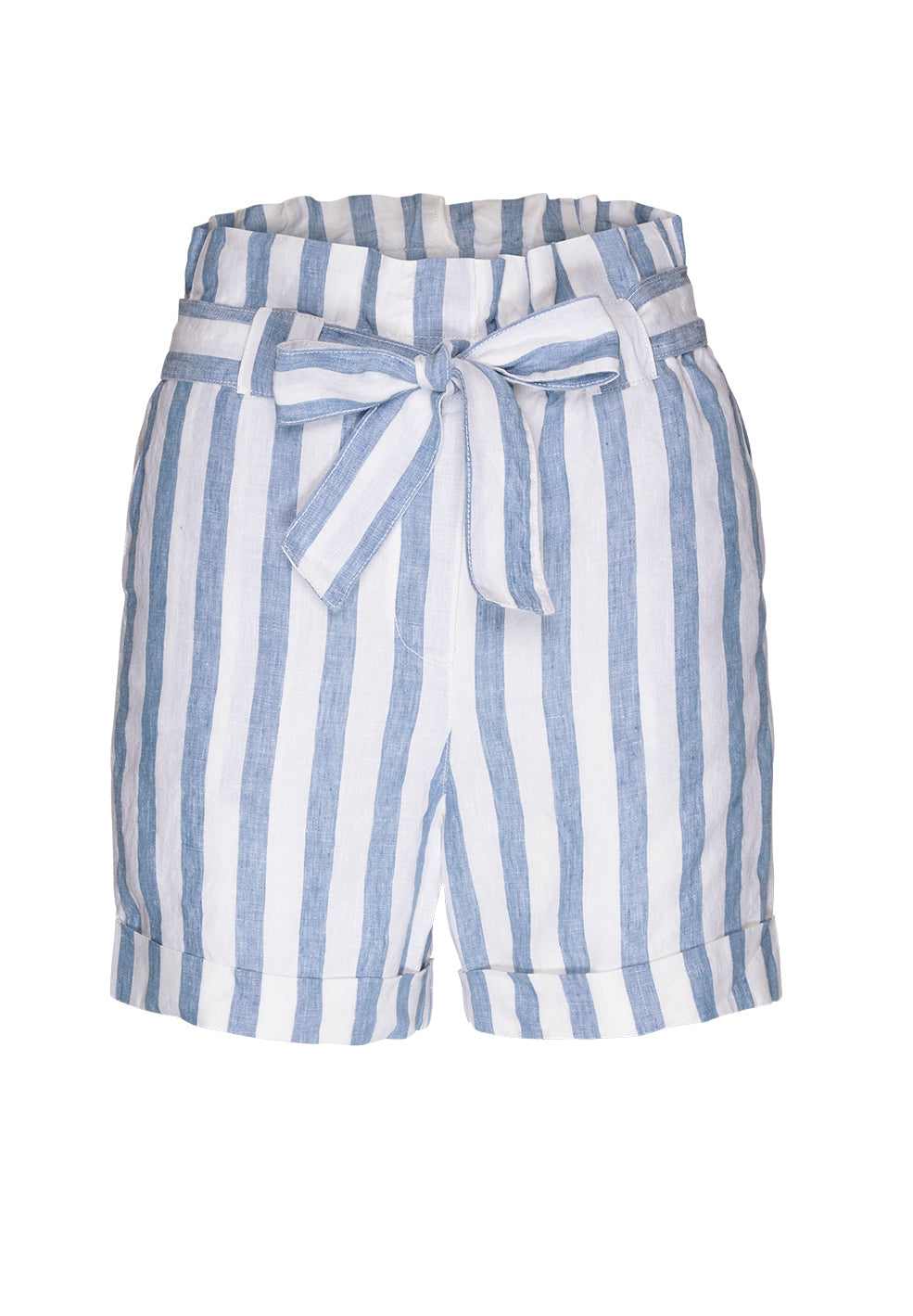 Short rayé bleu ciel en lin bio - Eliaa
