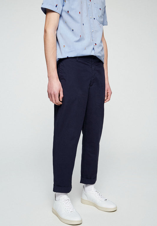 Chino ample marine en coton bio - Taadeo