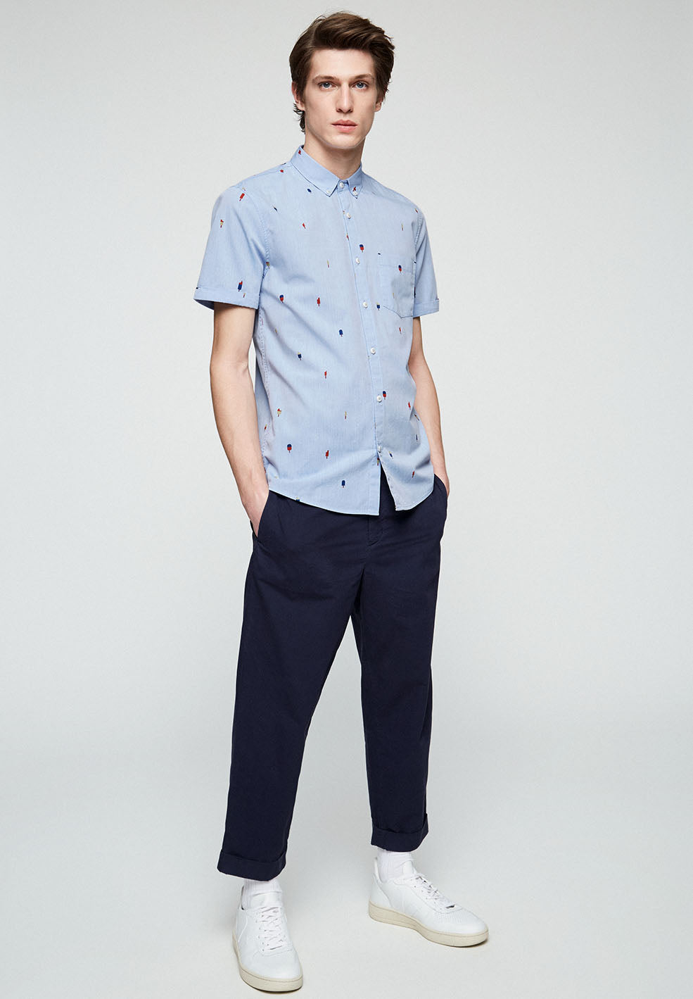 Chino ample marine en coton bio - Taadeo