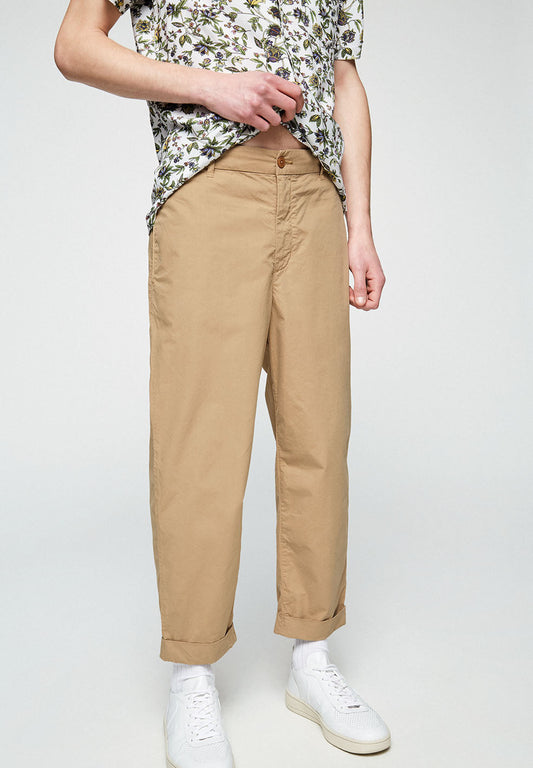 Chino ample beige en coton bio - Taadeo