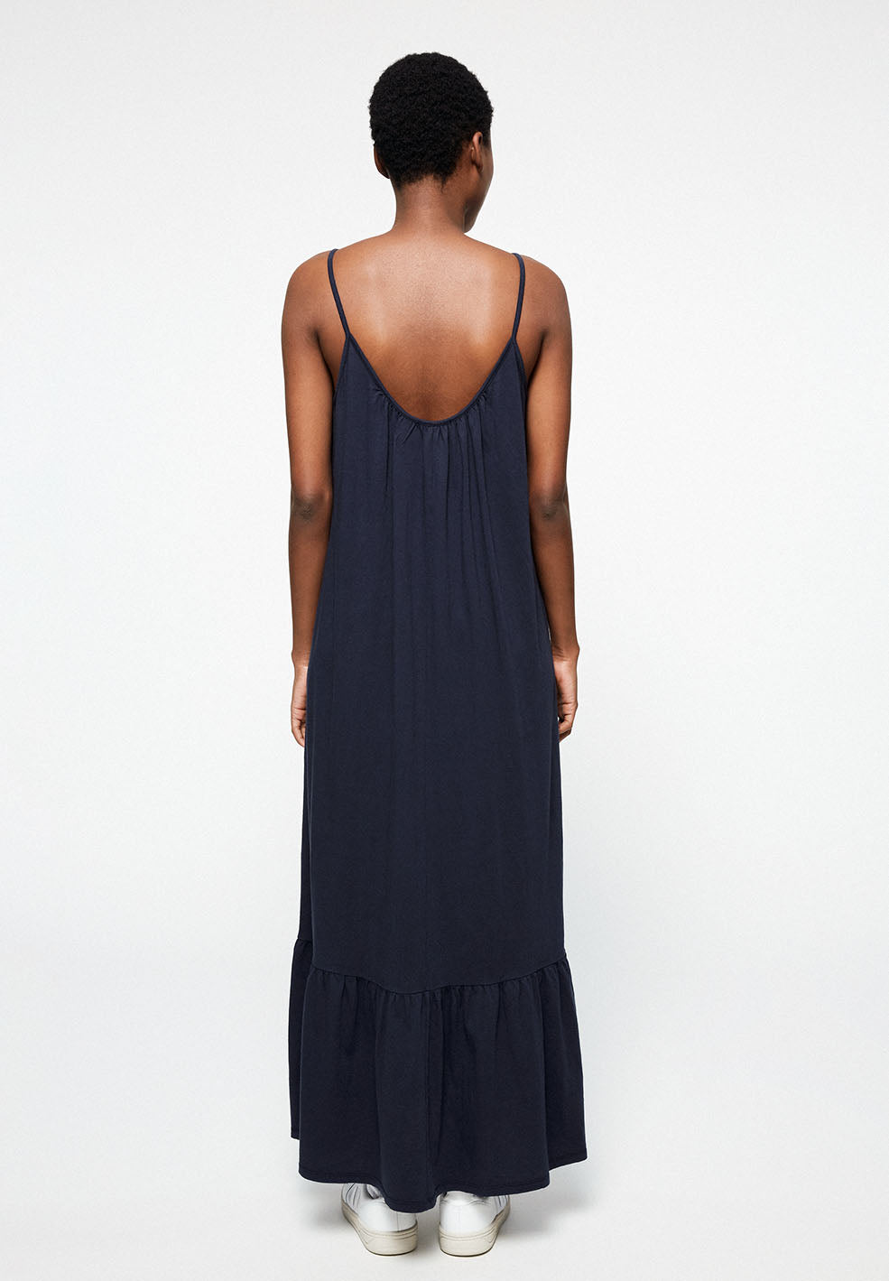 Robe longue marine en coton bio - Lyraa
