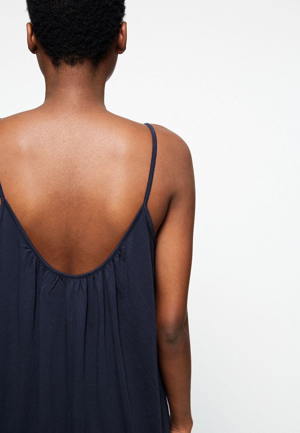 Robe longue marine en coton bio - Lyraa