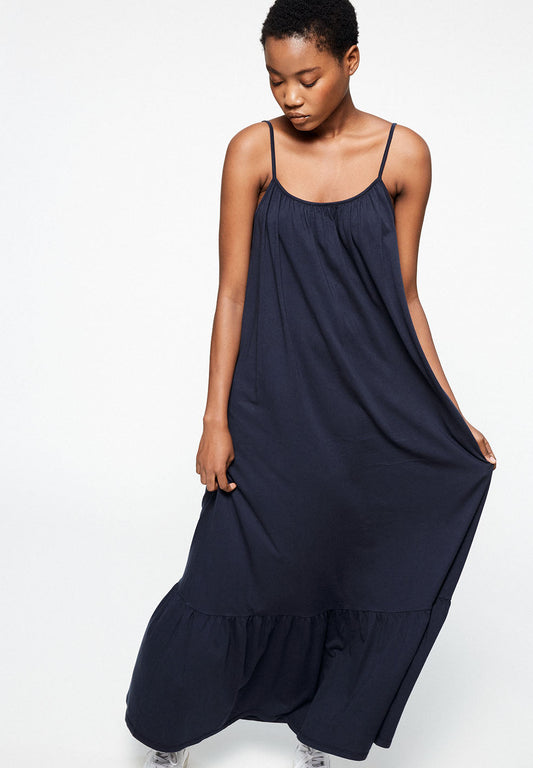 Robe longue marine en coton bio - Lyraa